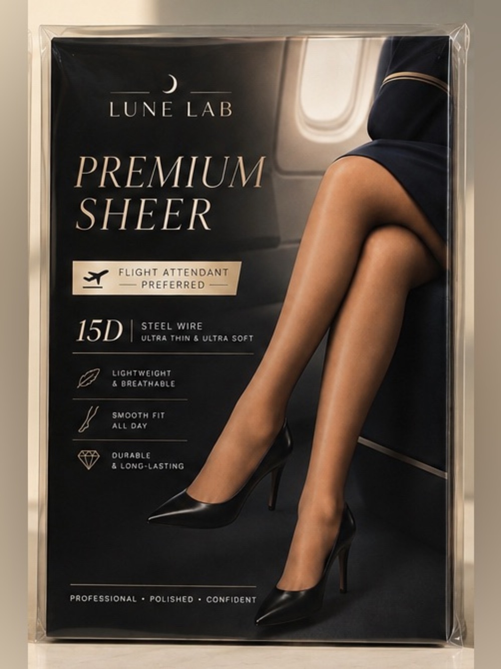 Lune Lab Premium Sheer 15D Tights (Midnight Noir / Black)